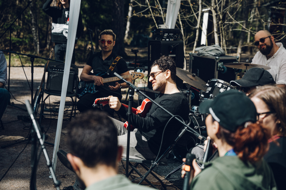 Chicago Boys amateur band practicing outside